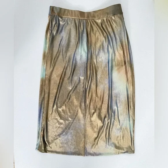 Le Superbe Take it easy Metallic Slit Multicolor Tie dye Skirt Oil Spill S - Picture 8 of 9